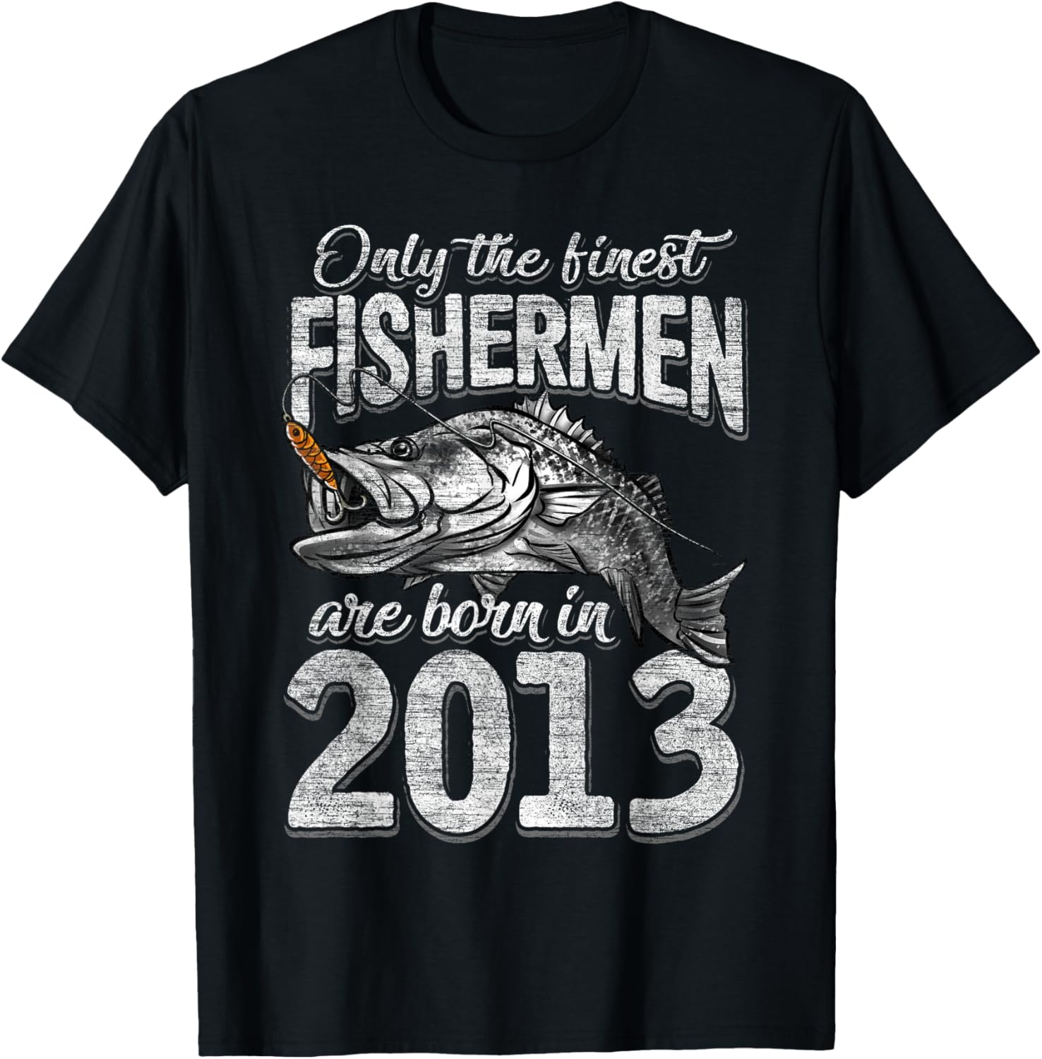 8 Years Old Fisherman Born in 2013 Fisherman 8th Birthday T-Shirt - T-Shirt | Black