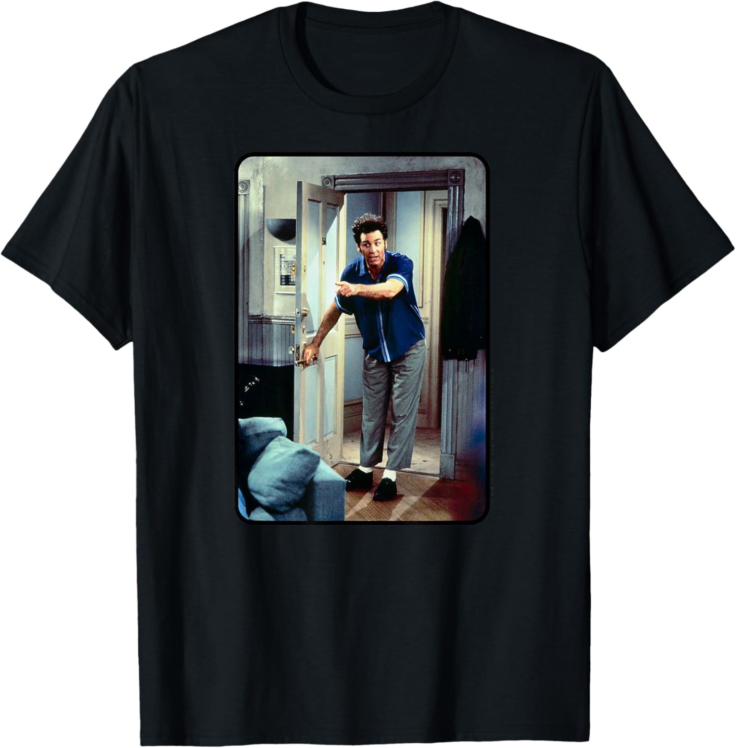 Seinfeld Kramer at The Door Funny 90's TV Show T-Shirt - T-Shirt | Black