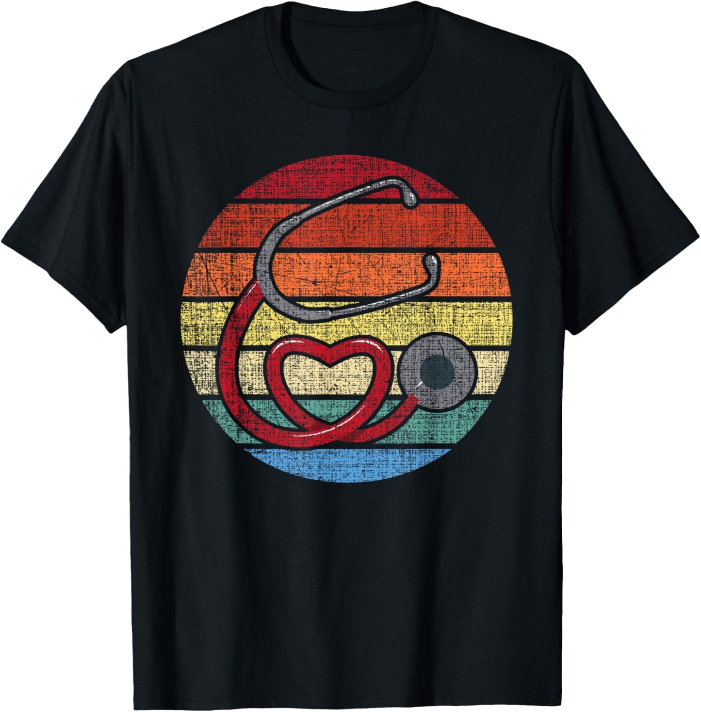 Funny Nursing Shirts Vintage Retro Stethoscope - Registered Nurse Nursing RN T-Shirt - T-Shirt | Black