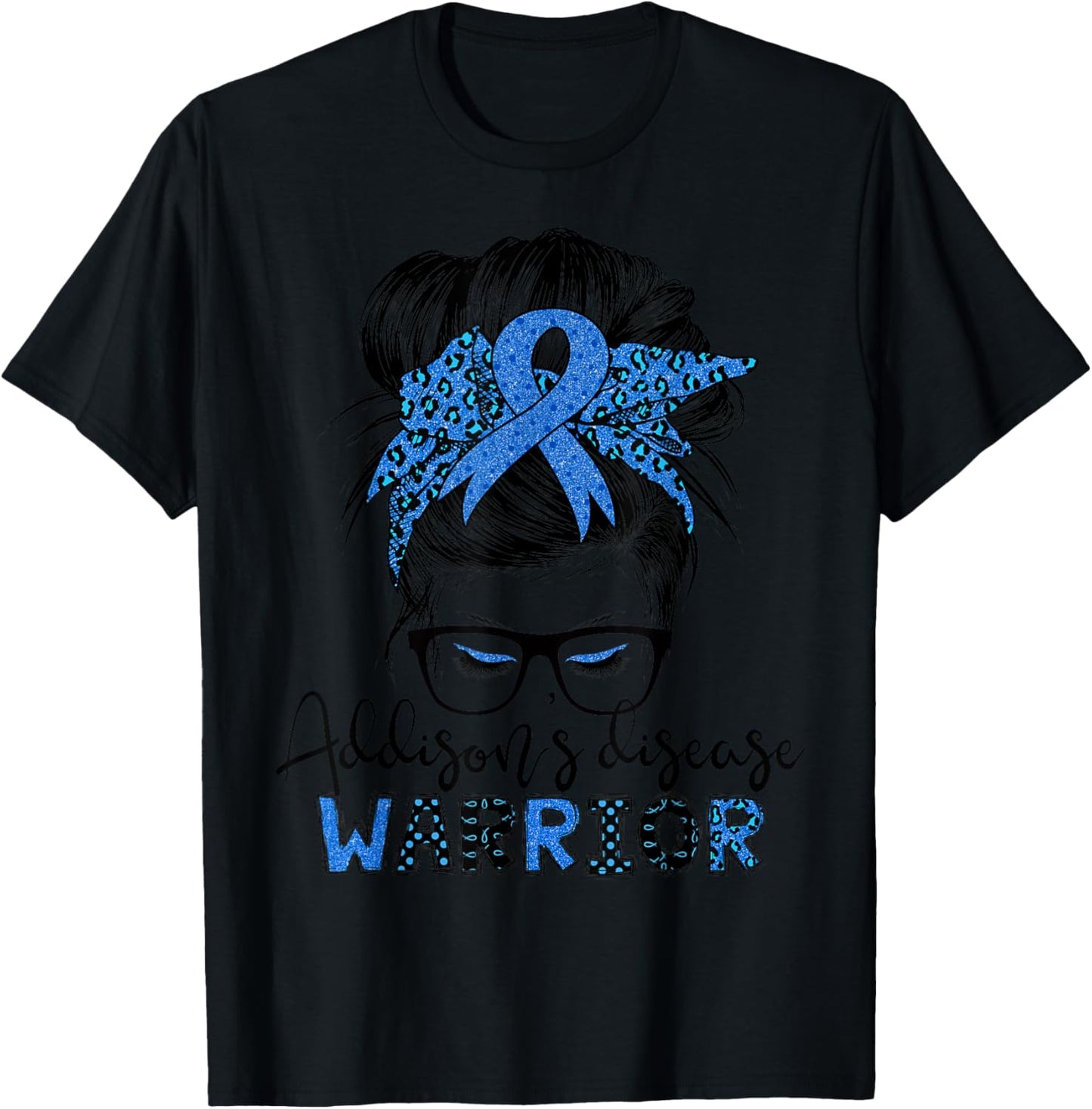 Addison's disease warrior messy hair bun T-Shirt - T-Shirt | Black
