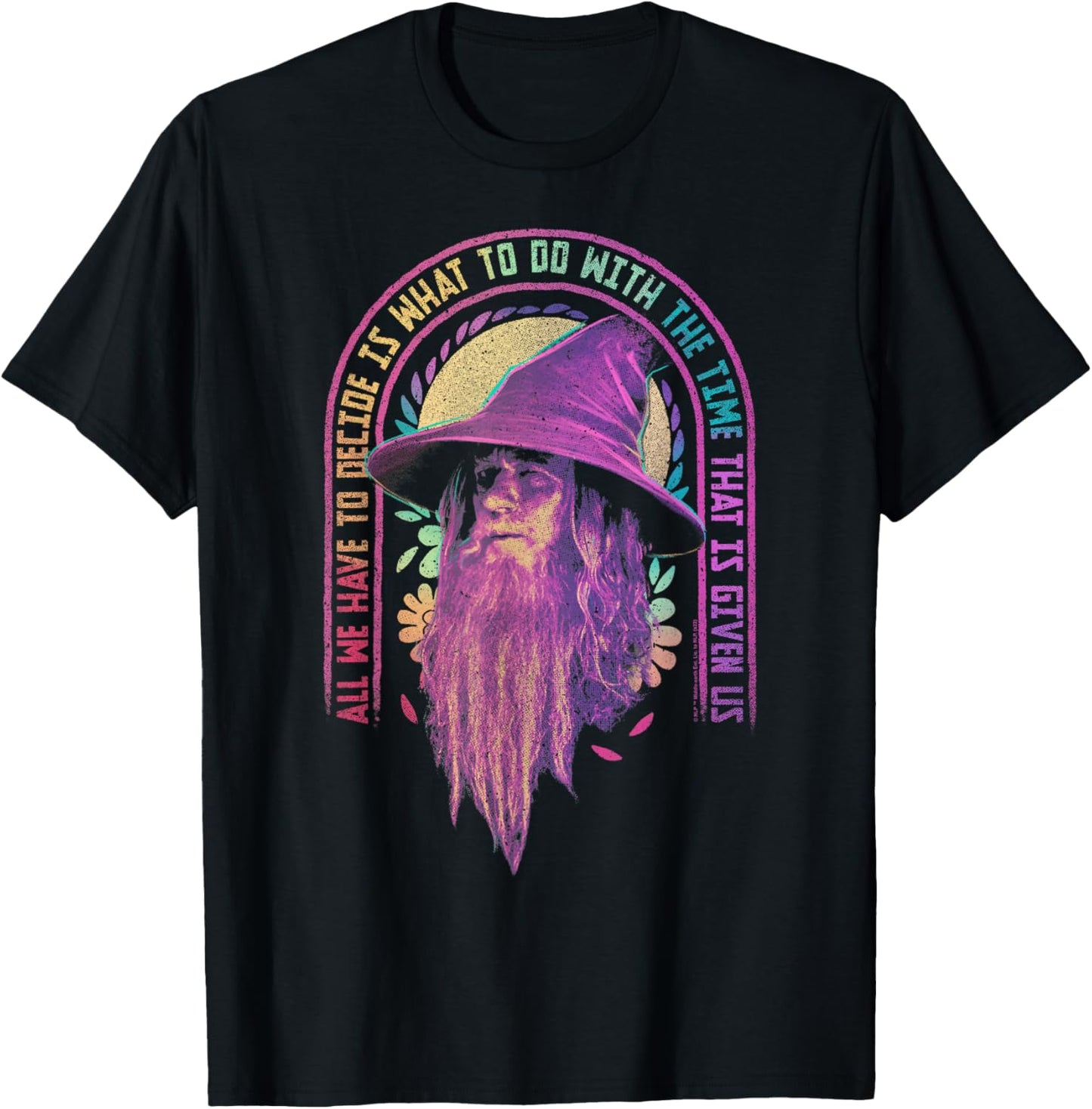 Lord of The Rings Gandalf Rainbow Quote Small T-Shirt - T-Shirt | Black