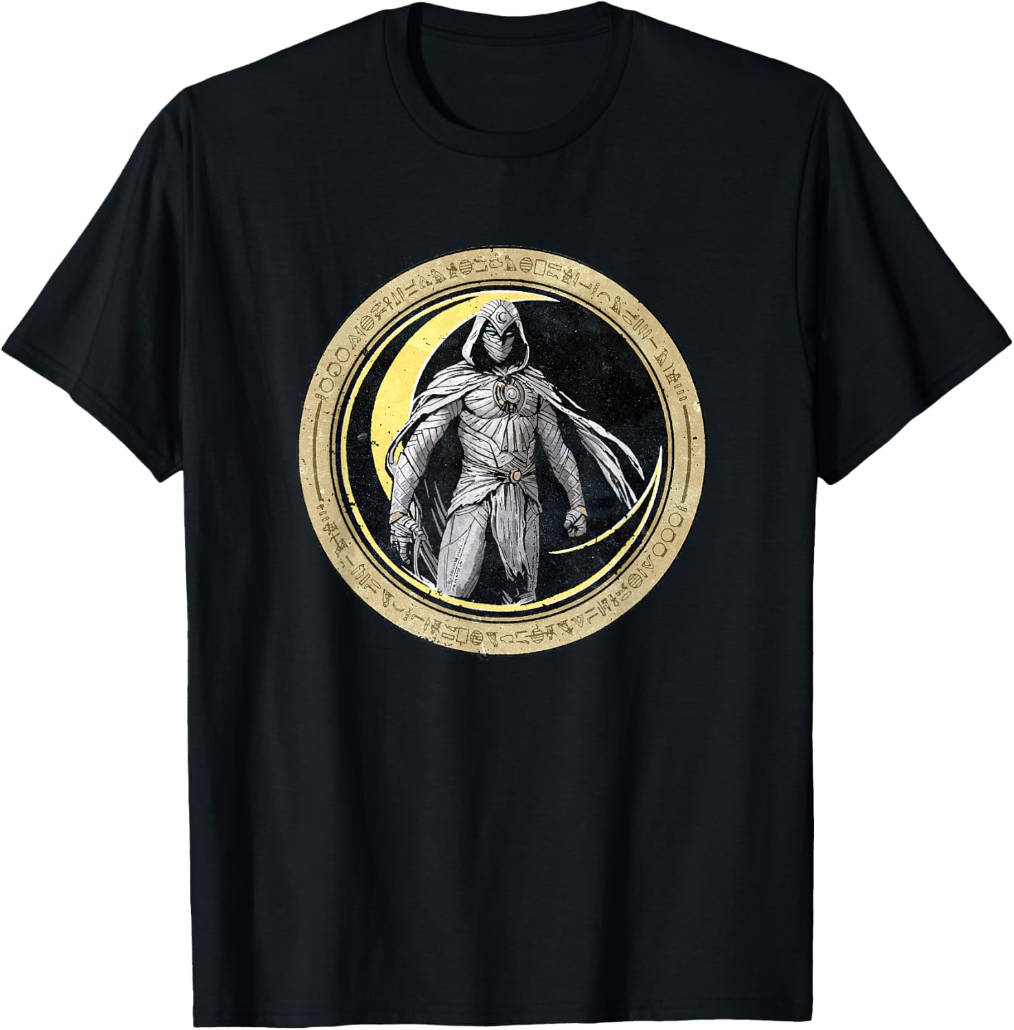 Marvel Moon Knight Crescent Egyptian Hieroglyphs T-Shirt - T-Shirt | Black