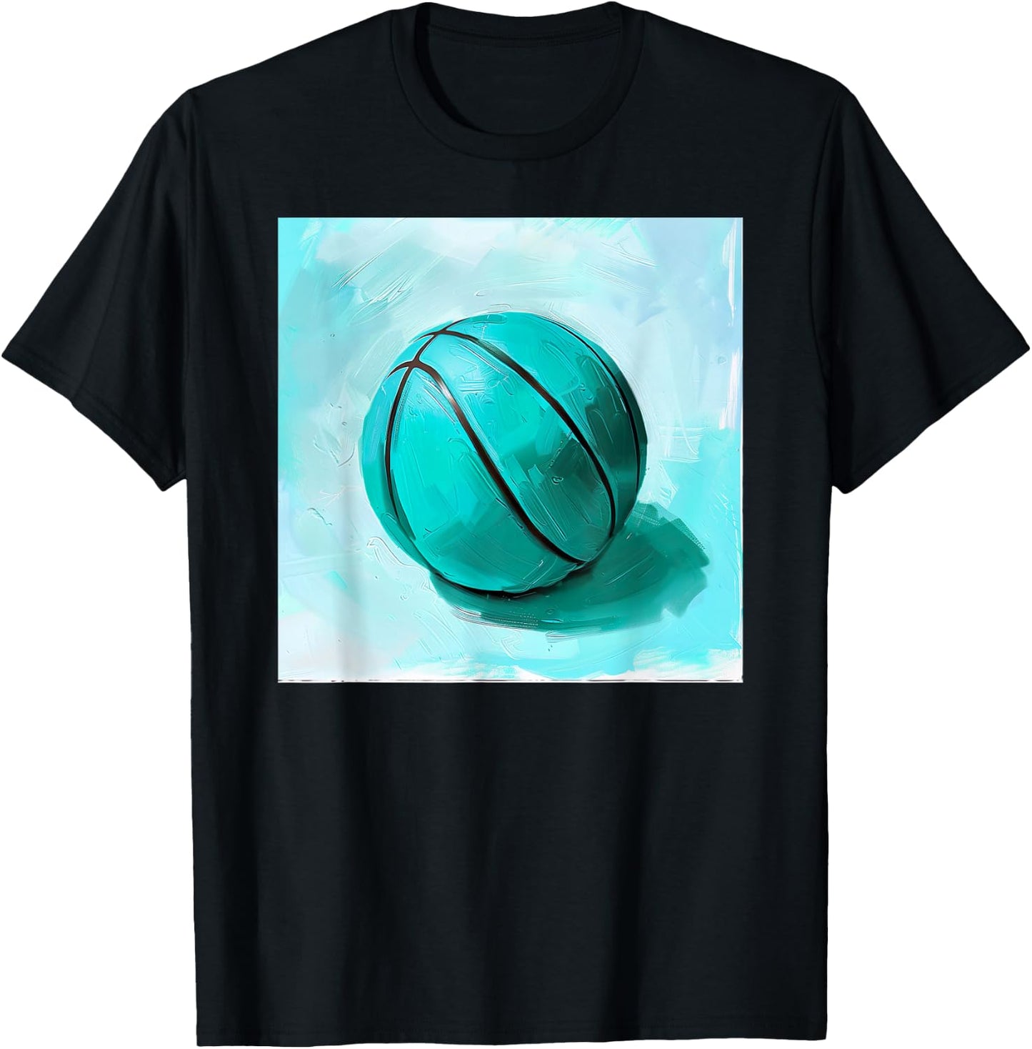 Basketball Ball Sports Teal Turquoise Black T-Shirt - T-Shirt | Black