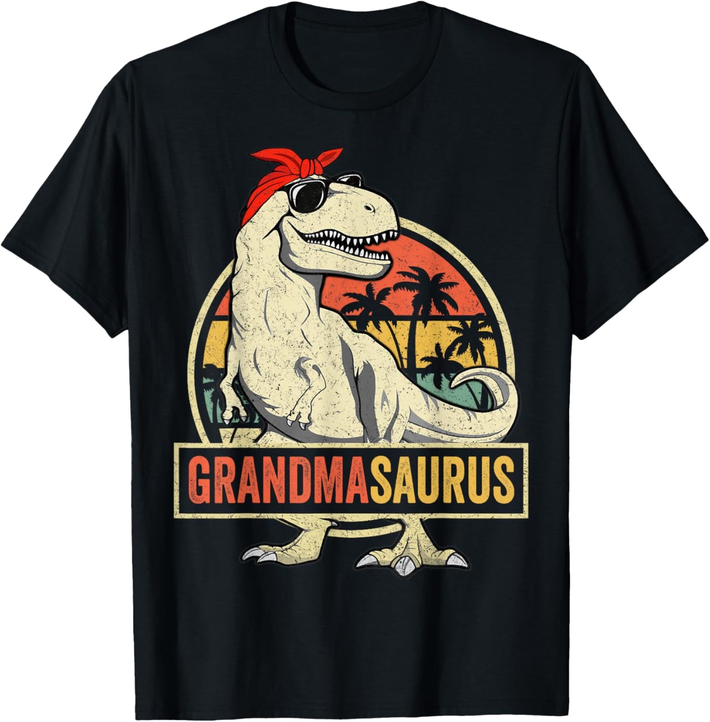 Grandmasaurus T Rex Dinosaur Grandma Saurus Family Matching T-Shirt - T-Shirt | Black