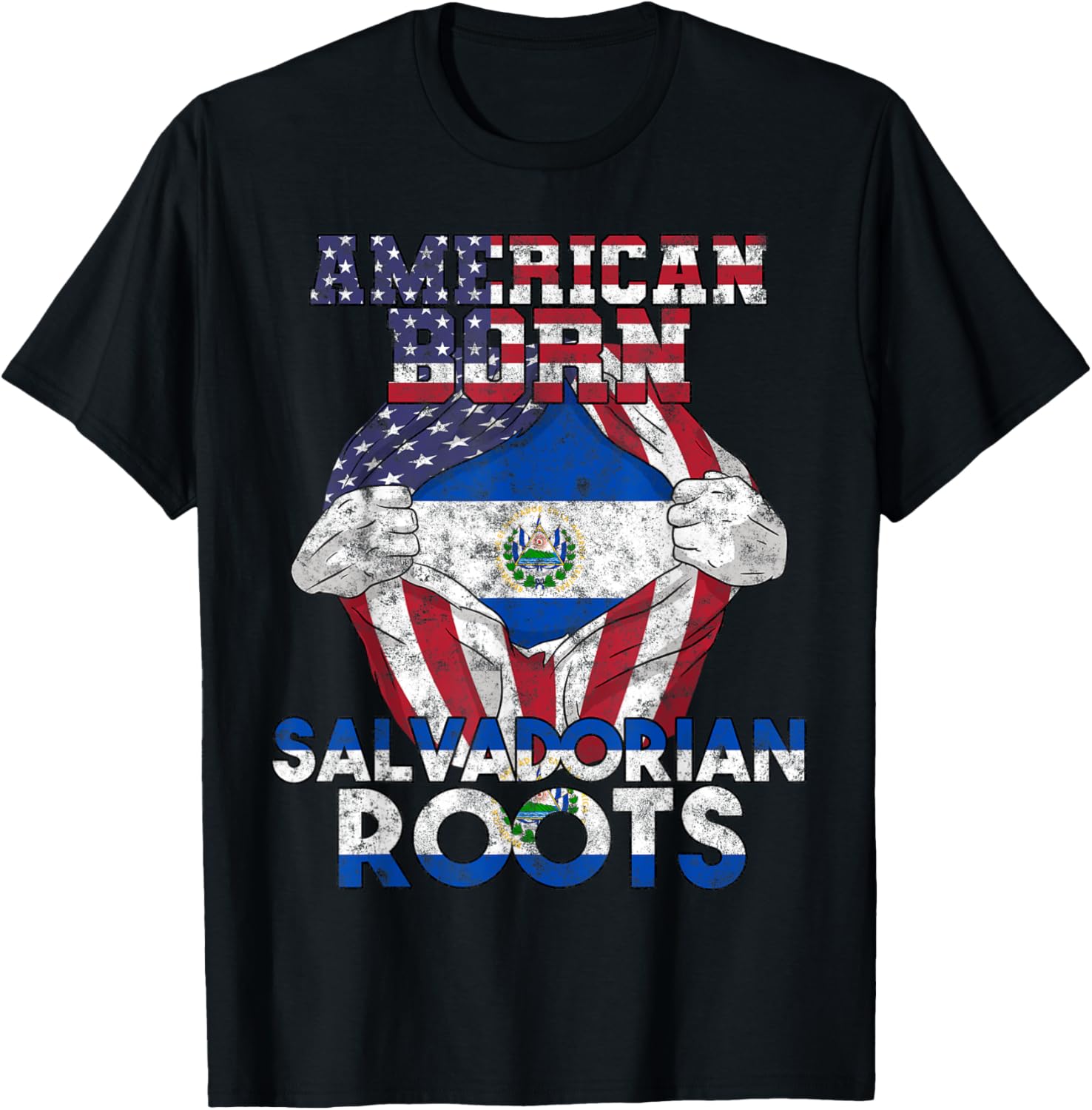 El Salvador Salvadoran Proud Flag American Hispanic Salvas T-Shirt - T-Shirt | Black