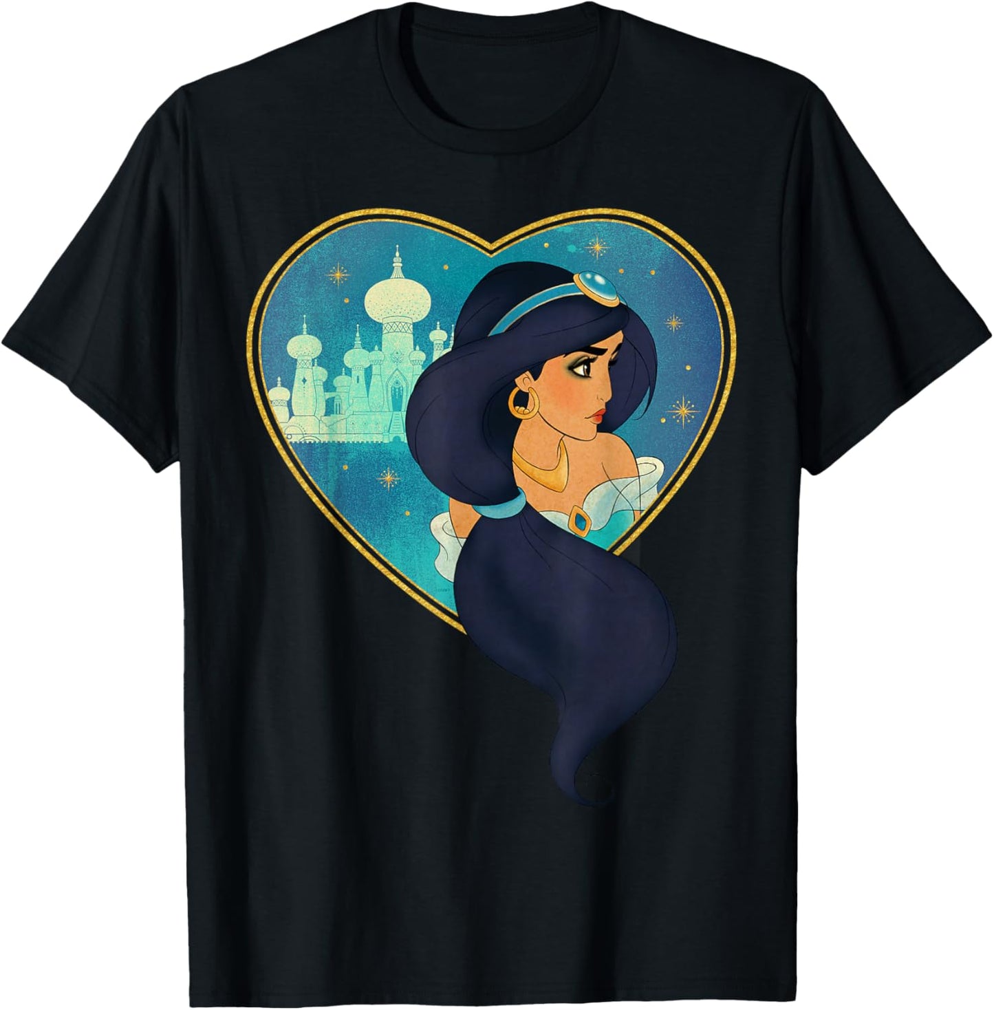 Disney Princess Jasmine Agrabah Heart T-Shirt - T-Shirt | Black
