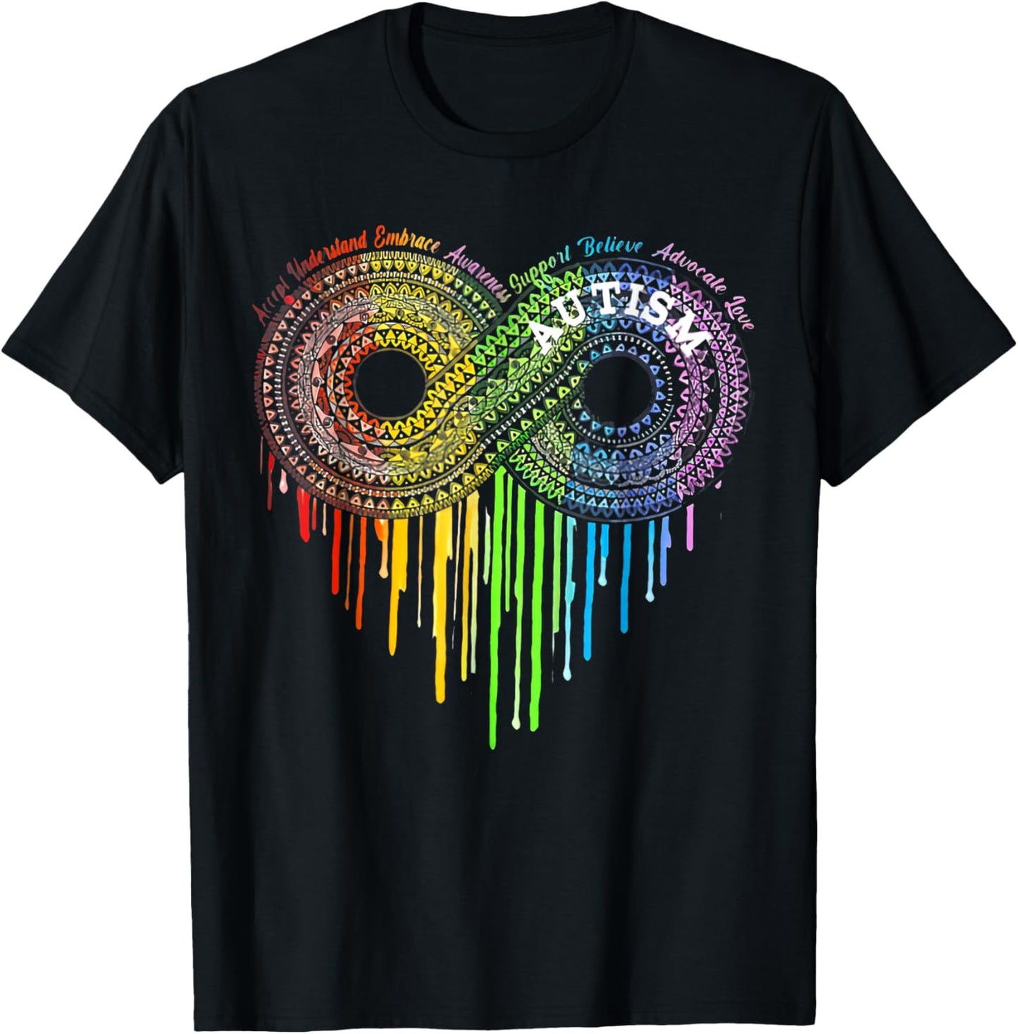Autism Rainbow Infinity Symbol Asd Awareness T-Shirt - T-Shirt | Black