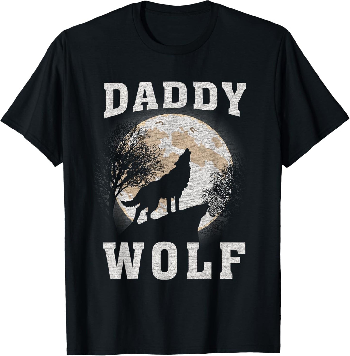 Daddy Wolf, Wolves Dad Moon, Fathers day T-Shirt - T-Shirt | Black