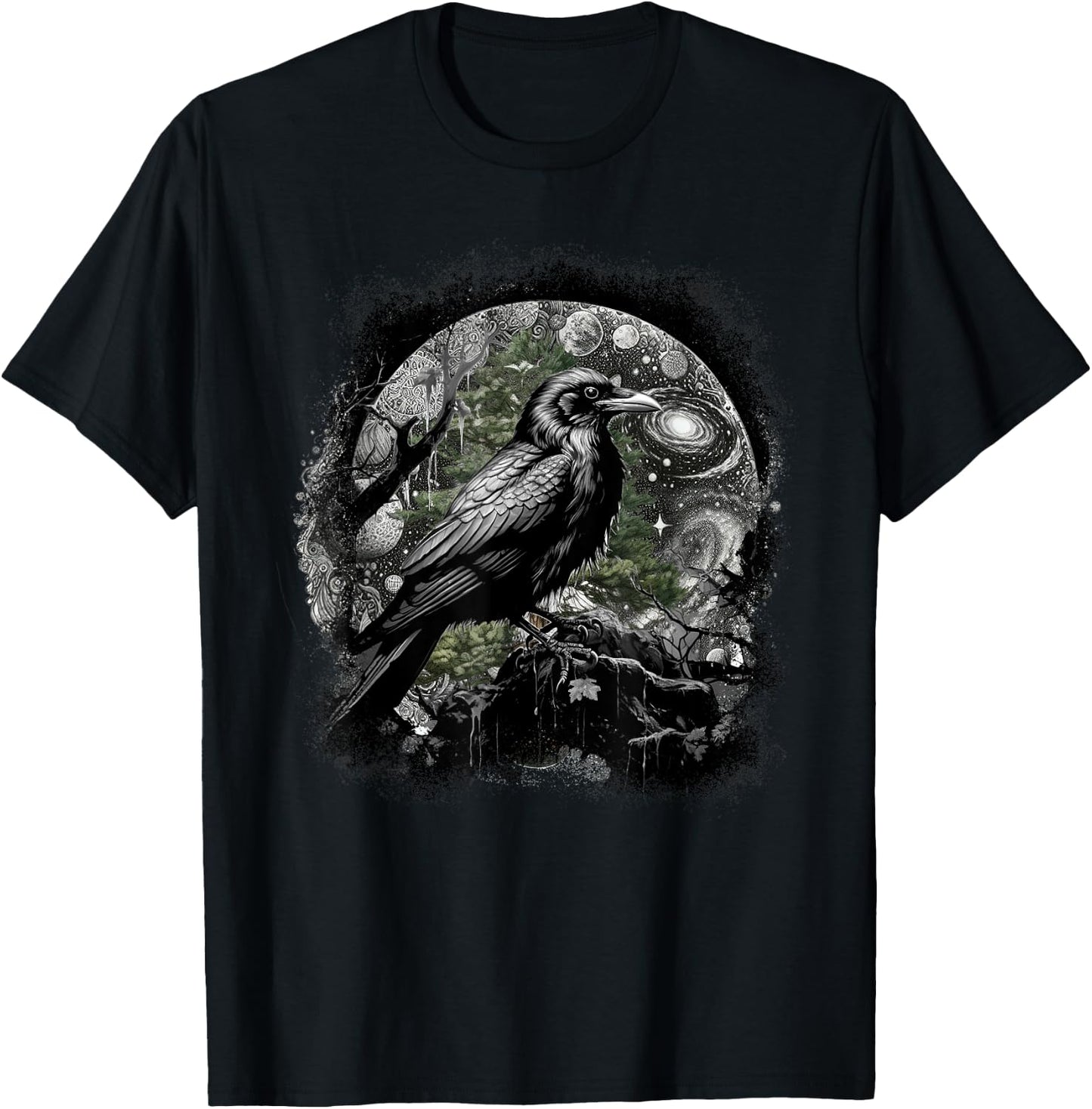 Mystically Occult Raven Birds Ravens Crows Forest Animals Crow T-Shirt - T-Shirt | Black