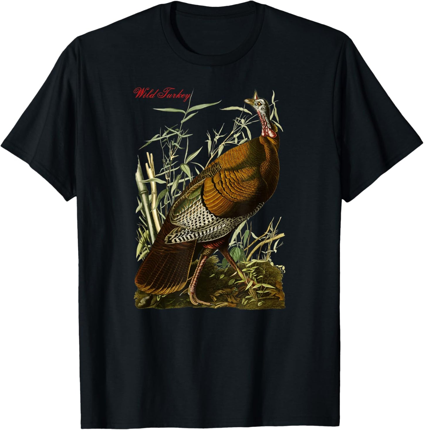 Audubon Wild Turkey North American Birds Education Christmas T-Shirt - T-Shirt | Black
