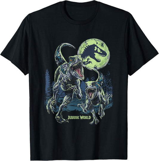 Jurassic World Dominion Blue & Beta In The Woods Vintage T-Shirt - T-Shirt | Black