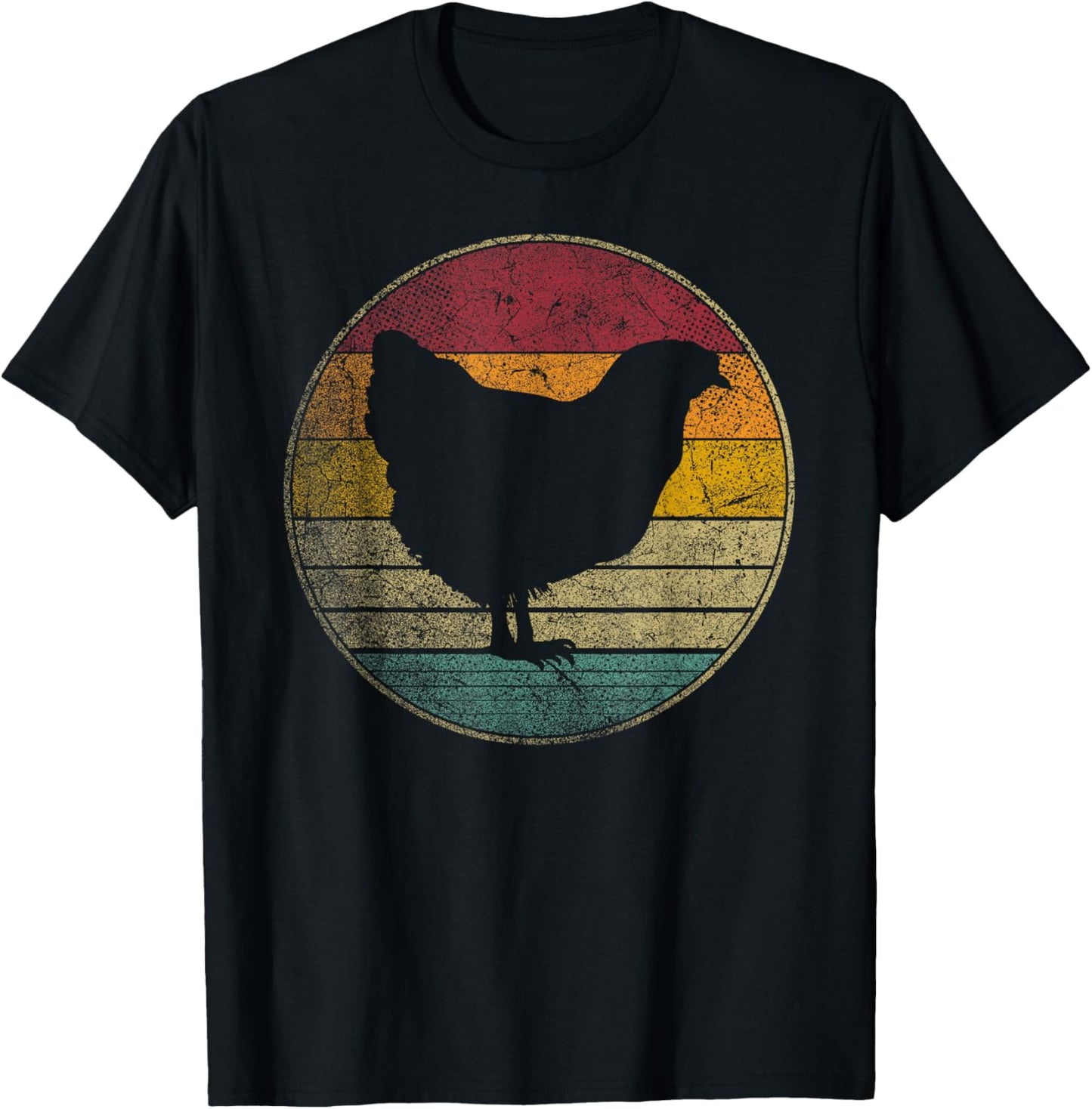 Chicken Hen Bird Farm Vintage Distressed Retro 70s 80s Gift T-Shirt - T-Shirt | Black