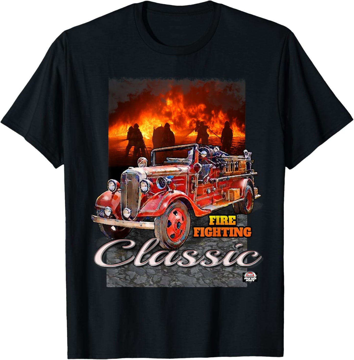Classic Antique fire truck early first responder T-Shirt - T-Shirt | Black