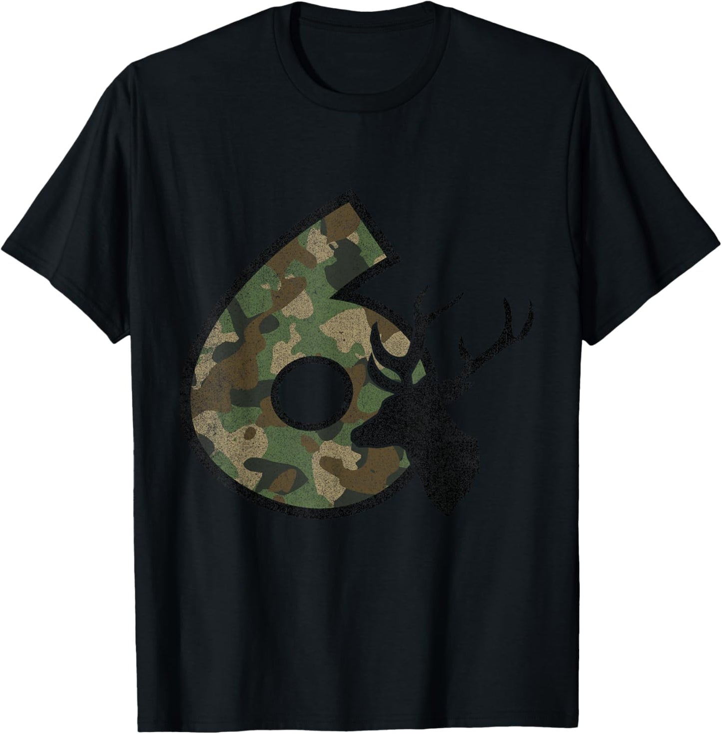 Country Boys Camo 6 Six Sixth Year Old Birthday Deer Hunter T-Shirt - T-Shirt | Black