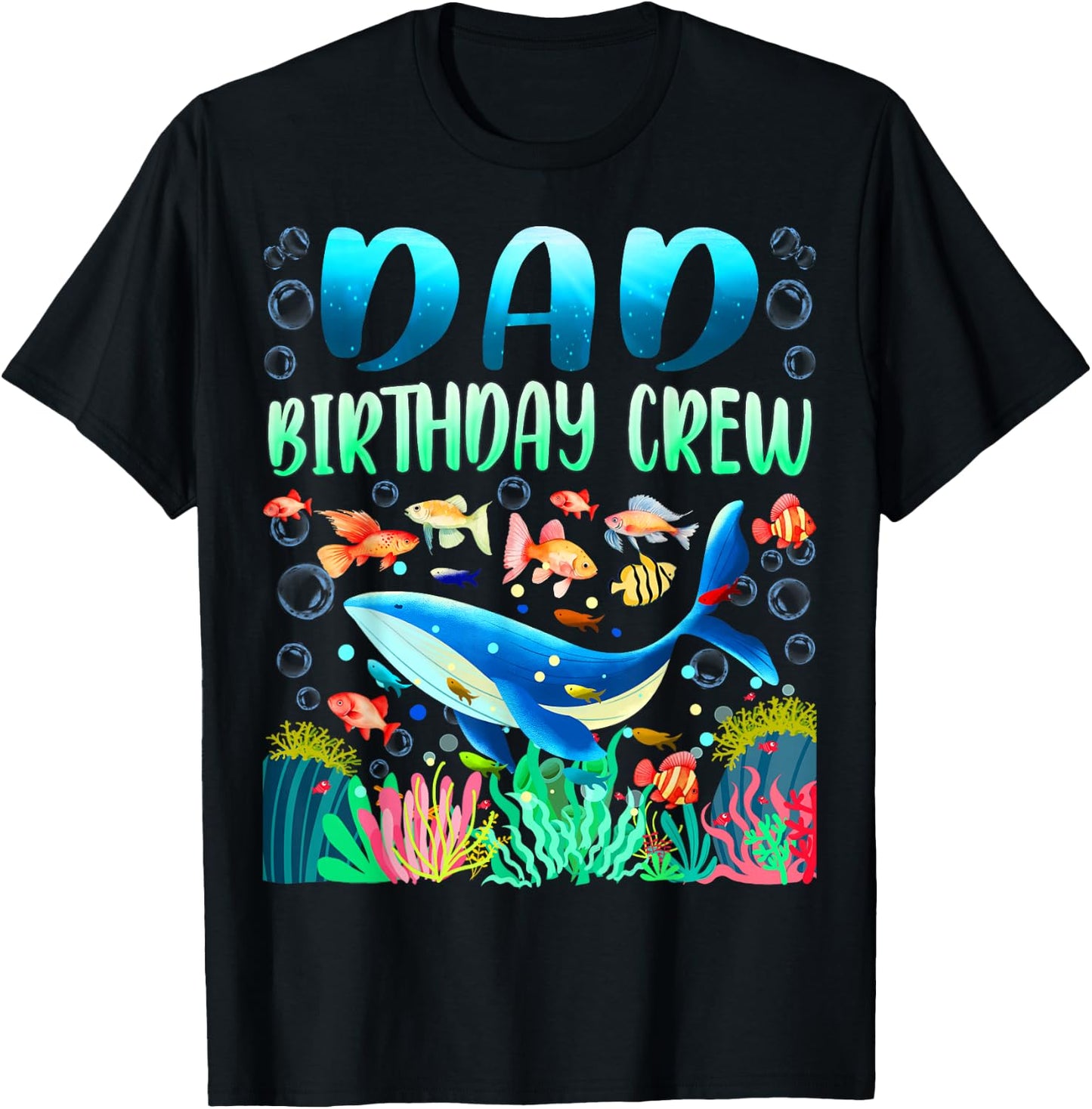 Dad Of The Birthday Boy Sea Fish Ocean Animals Aquarium T-Shirt - T-Shirt | Black