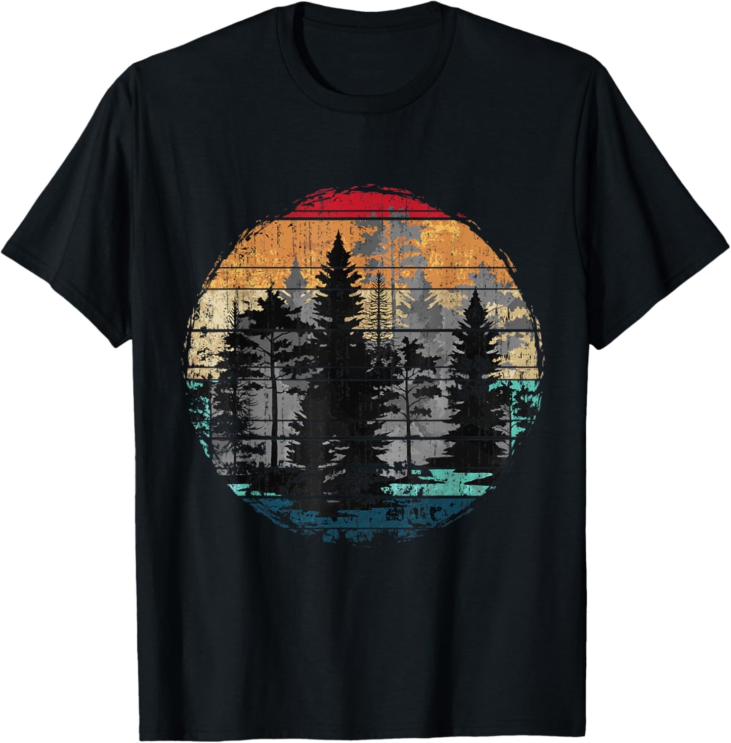Wildlife Outdoor Forest Trees Retro Nature T-Shirt - T-Shirt | Black