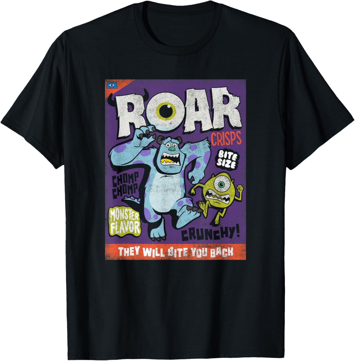 Disney Pixar Monsters Inc Halloween Roar Crisps T-Shirt - T-Shirt | Black