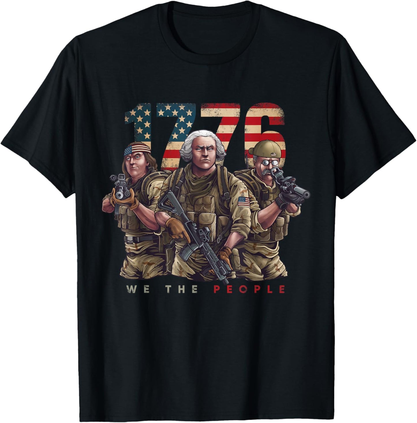 George Washington Ben Franklin Special Operators July 4th T-Shirt - T-Shirt | Black