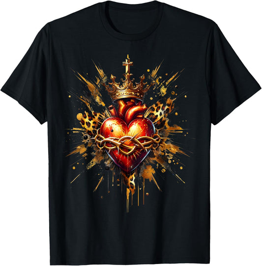 Sacred Heart of Jesus Catholic Devotion Faith T-Shirt - T-Shirt | Black