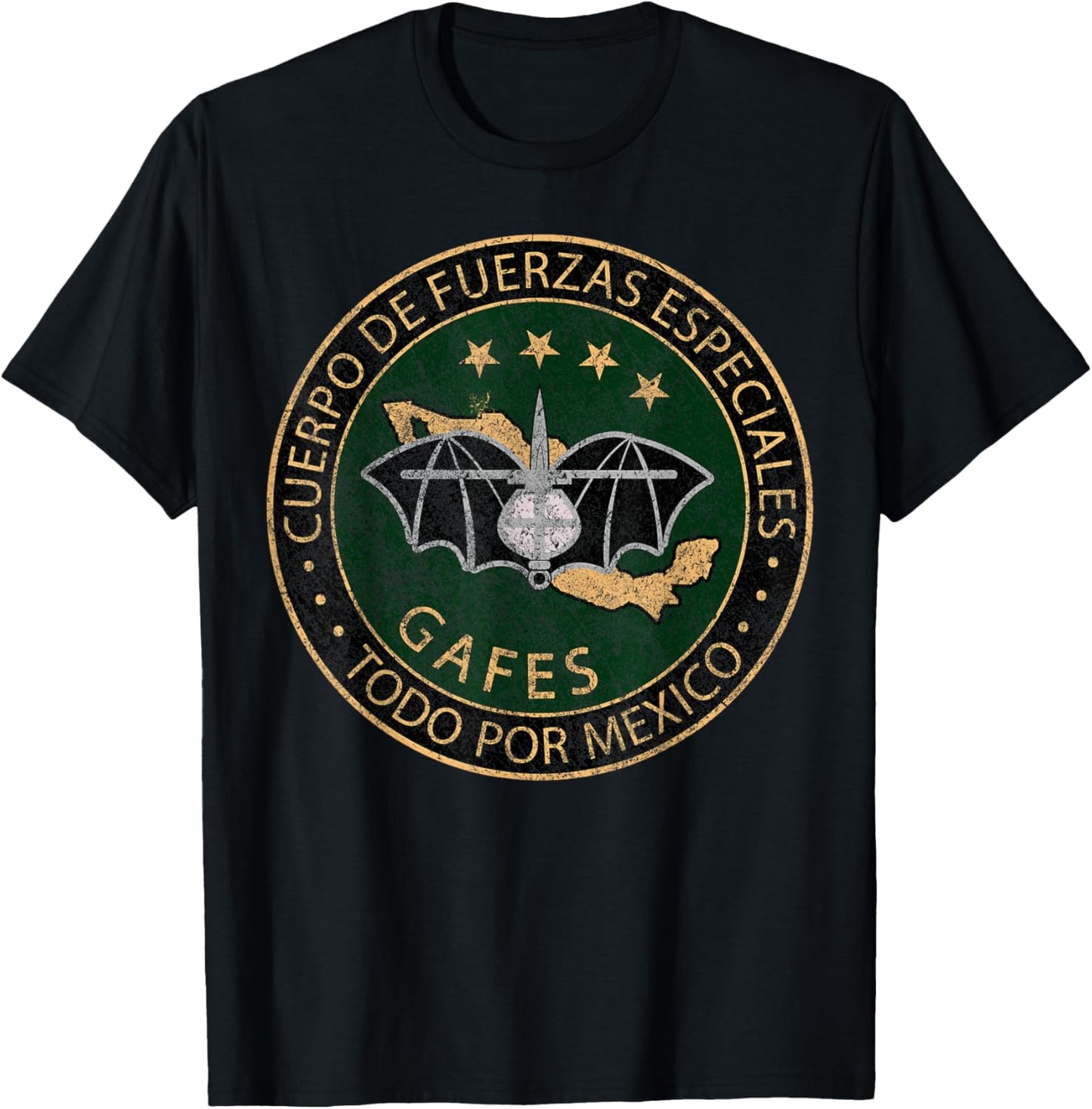 GAFES GAFE Mexican Special Force Fuerzas Mexican Patriot T-Shirt - T-Shirt | Black