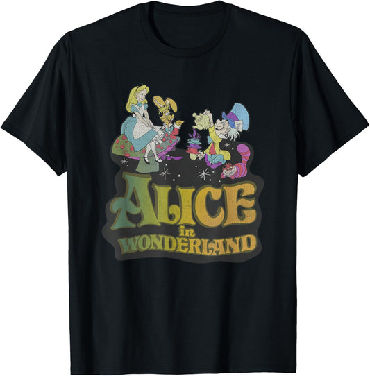 Disney Alice In Wonderland Mad Tea Party Movie Poster T-Shirt - T-Shirt | Black