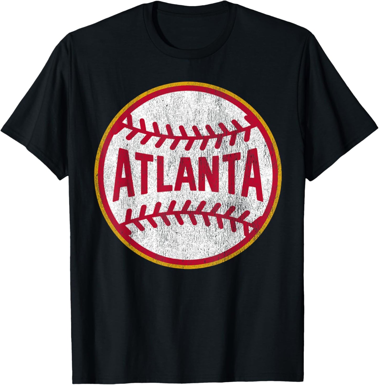 Atlanta Vintage Baseball Throwback Retro Design T-Shirt - T-Shirt | Black