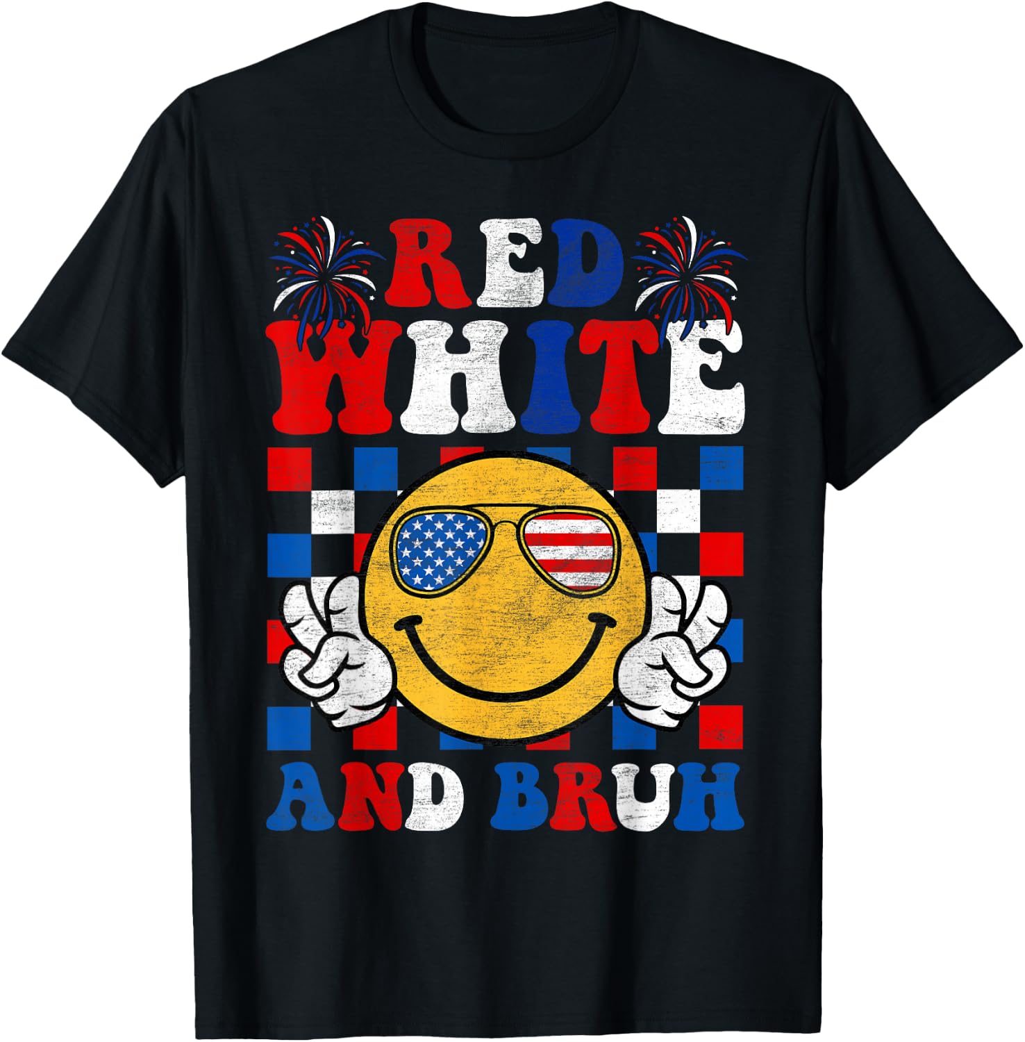 Red White And Bruh 4th Of July Boys Patriotic Men Teens Kids T-Shirt - T-Shirt | Black