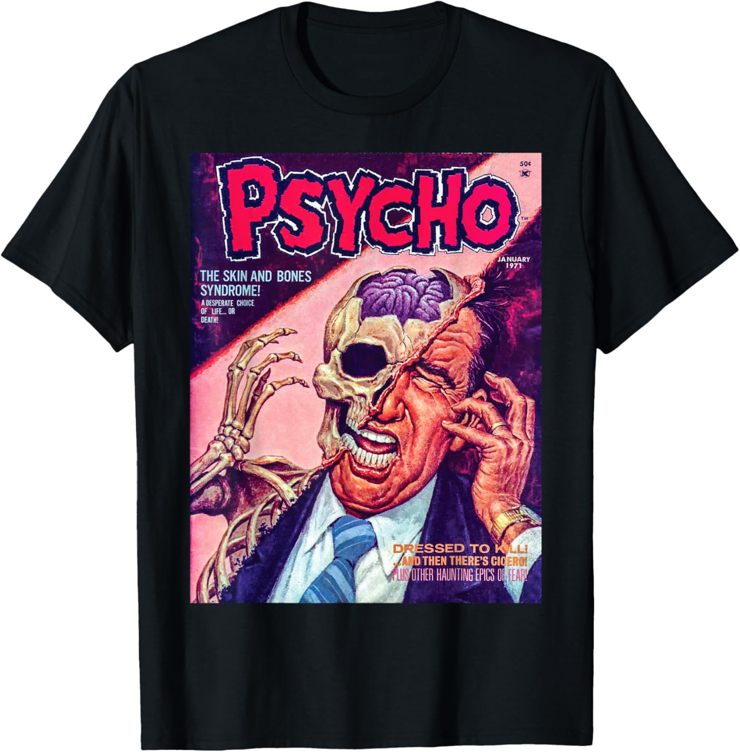 Skull Halloween Horror Vintage Comic Book Retro Funny Scary T-Shirt - T-Shirt | Black