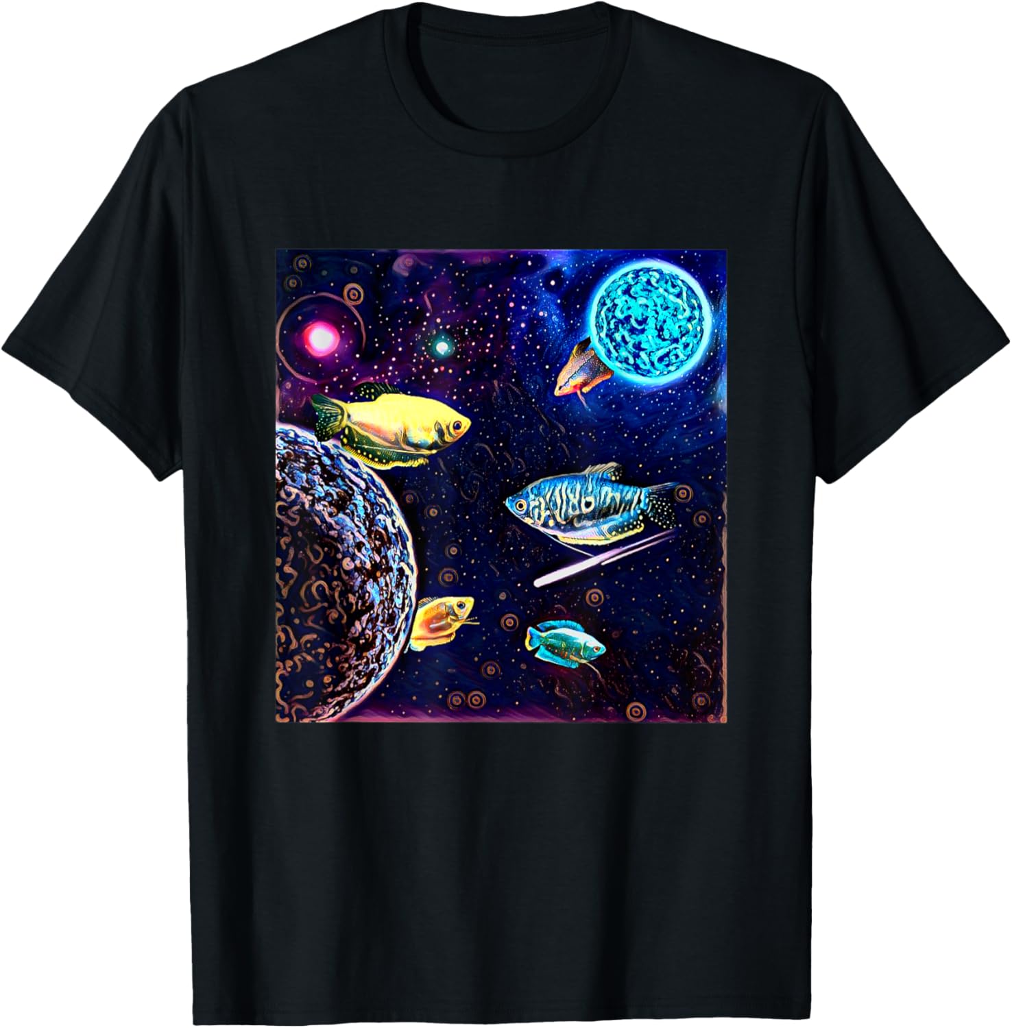 Gouramis Galaxy Planets Aquarium Fish Tank Keepers T-Shirt - T-Shirt | Black
