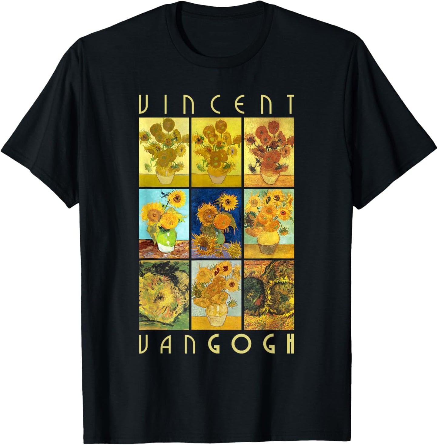 Van Gogh Sunflowers Shirt | Yellow Flowers Art Collection T-Shirt - T-Shirt | Black