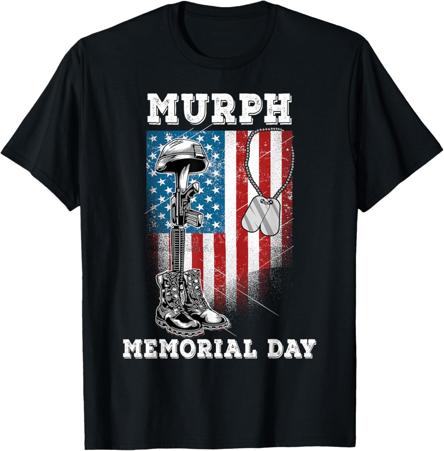 Murph 2021 Workout Challenge American Memorial Day Murph T-Shirt - T-Shirt | Black