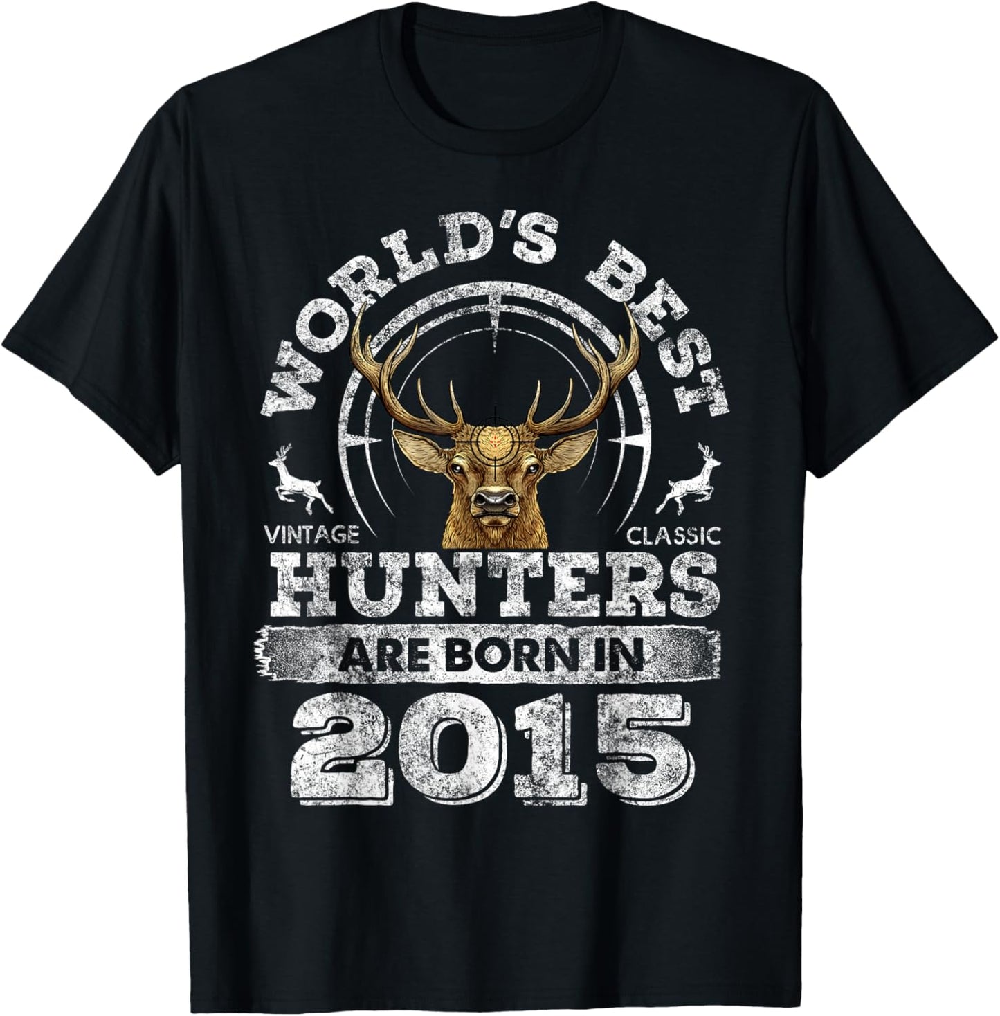 7 Years Old Deer Hunter Born in 2015 7th Birthday Hunter T-Shirt - T-Shirt | Black