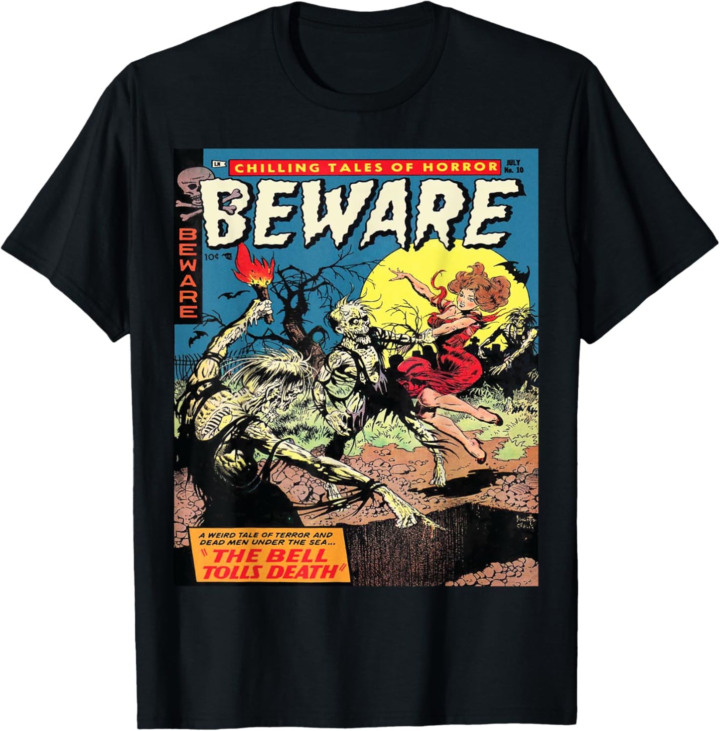 Halloween Horror Vintage Zombie Comic Book Retro Scary Funny T-Shirt - T-Shirt | Black