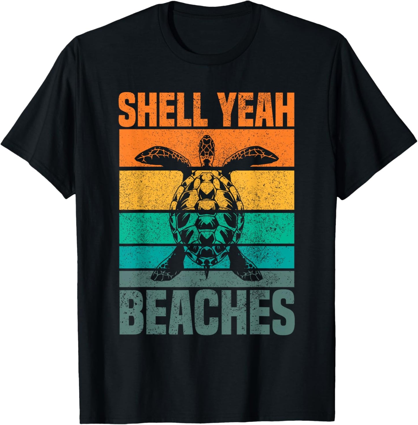 Vintage Shell Yeah Tortoise Lover Gift Marine Animal Turtle T-Shirt - T-Shirt | Black