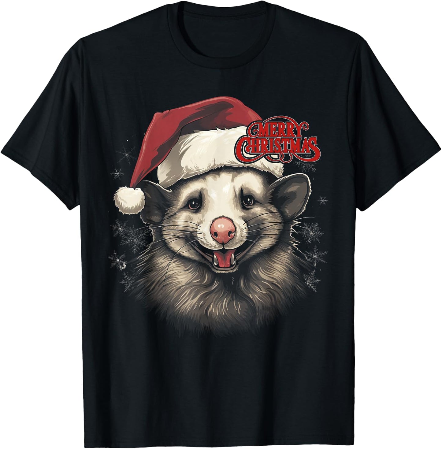 Opossum Possum Funny Merry Christmas Santa Matching Family T-Shirt - T-Shirt | Black