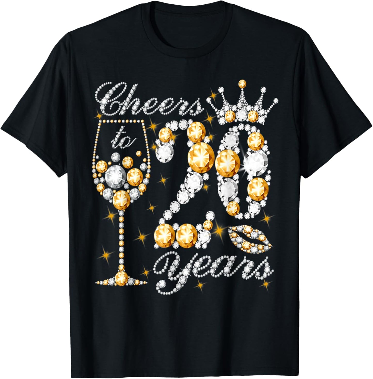Cheers To 20 Years Old Happy 20th Birthday Queen Drink Wine T-Shirt - T-Shirt | Black