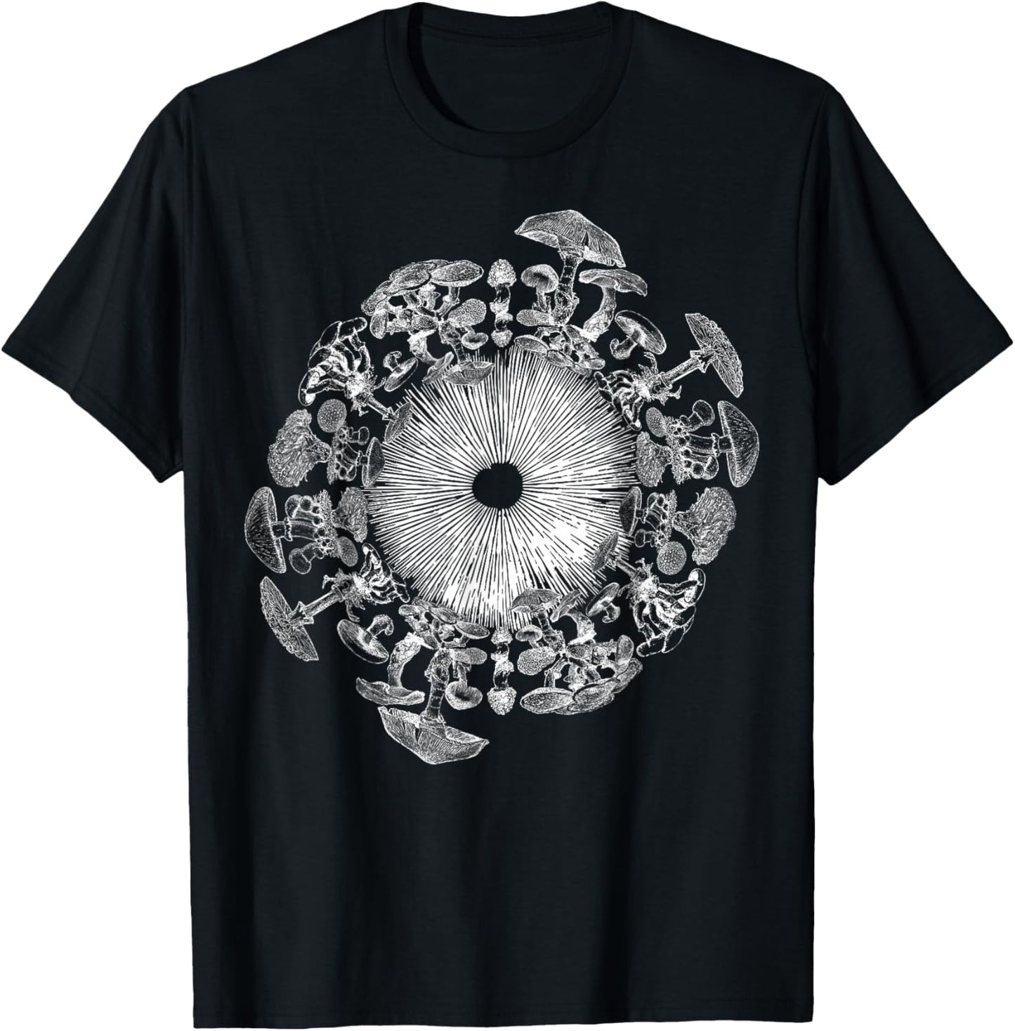 Mushroom Iris Mycology Foraging Mycologist Spore Print T-Shirt - T-Shirt | Black