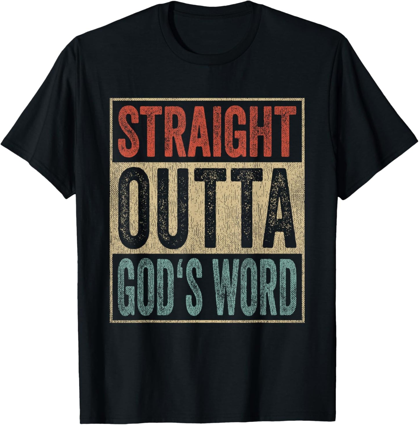 Retro Christian Outfit Straight Outta God's Word T-Shirt - T-Shirt | Black