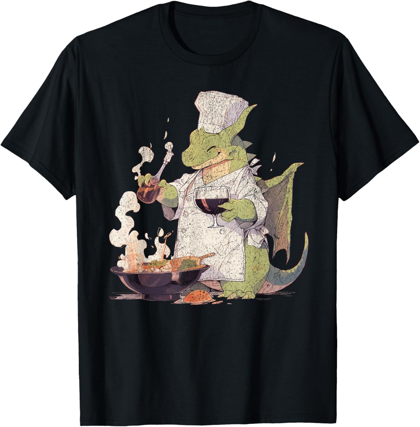 Dragon Chef Cute Cooking Baking Baker Fantasy Lover Book T-Shirt - T-Shirt | Black