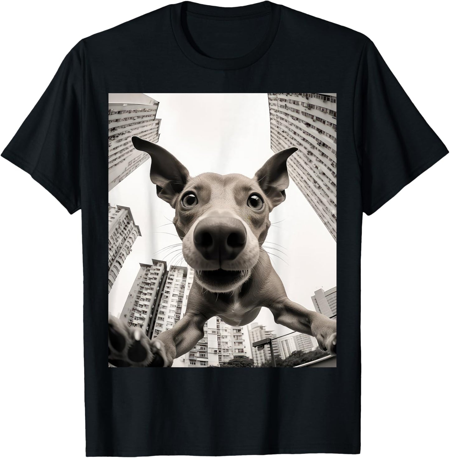 Funny dog selfie pic T-Shirt - T-Shirt | Black