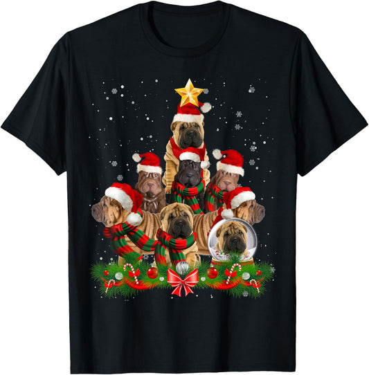 Funny Shar Pei Dog Christmas Tree Women T-Shirt - T-Shirt | Black