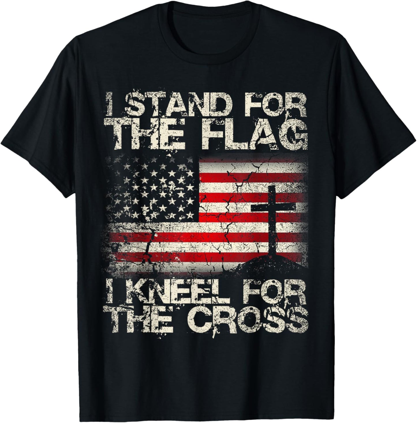 I Stand for the Flag I Kneel for the Cross Patriotic Shirt T-Shirt - T-Shirt | Black
