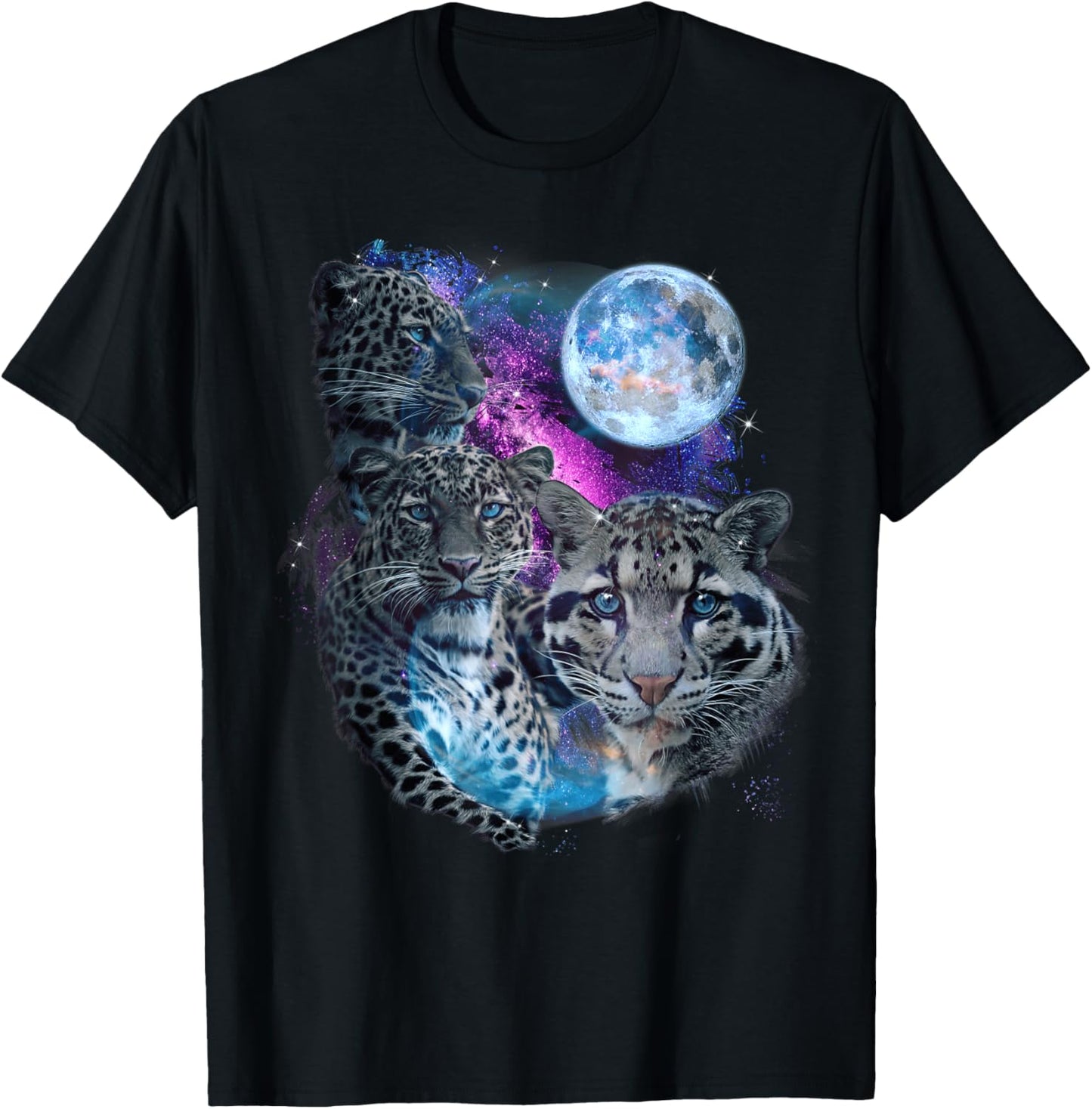 3 Moon Clouded Leopard Genus Panther Felidae Cat Novelty Women Kids T-Shirt - T-Shirt | Black