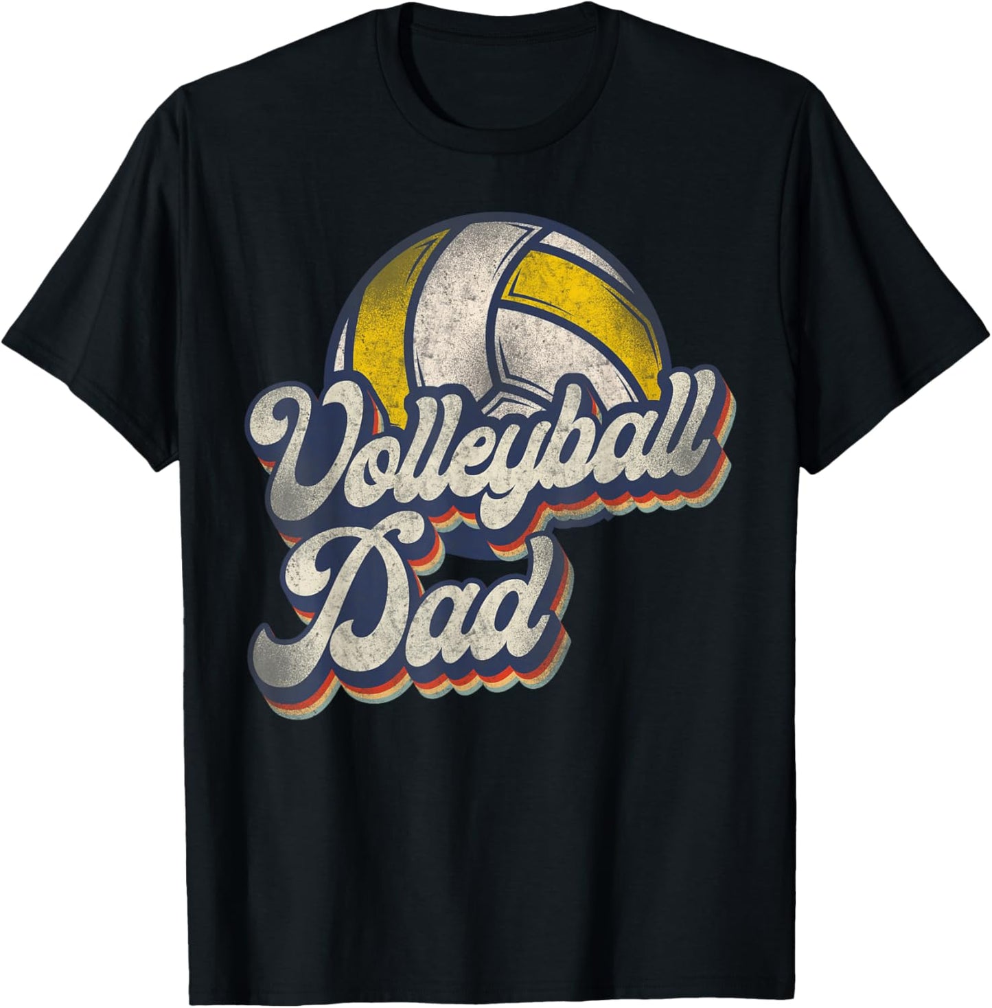 Volleyball Player Team Dad Father Retro Vintage Volleyball T-Shirt - T-Shirt | Black