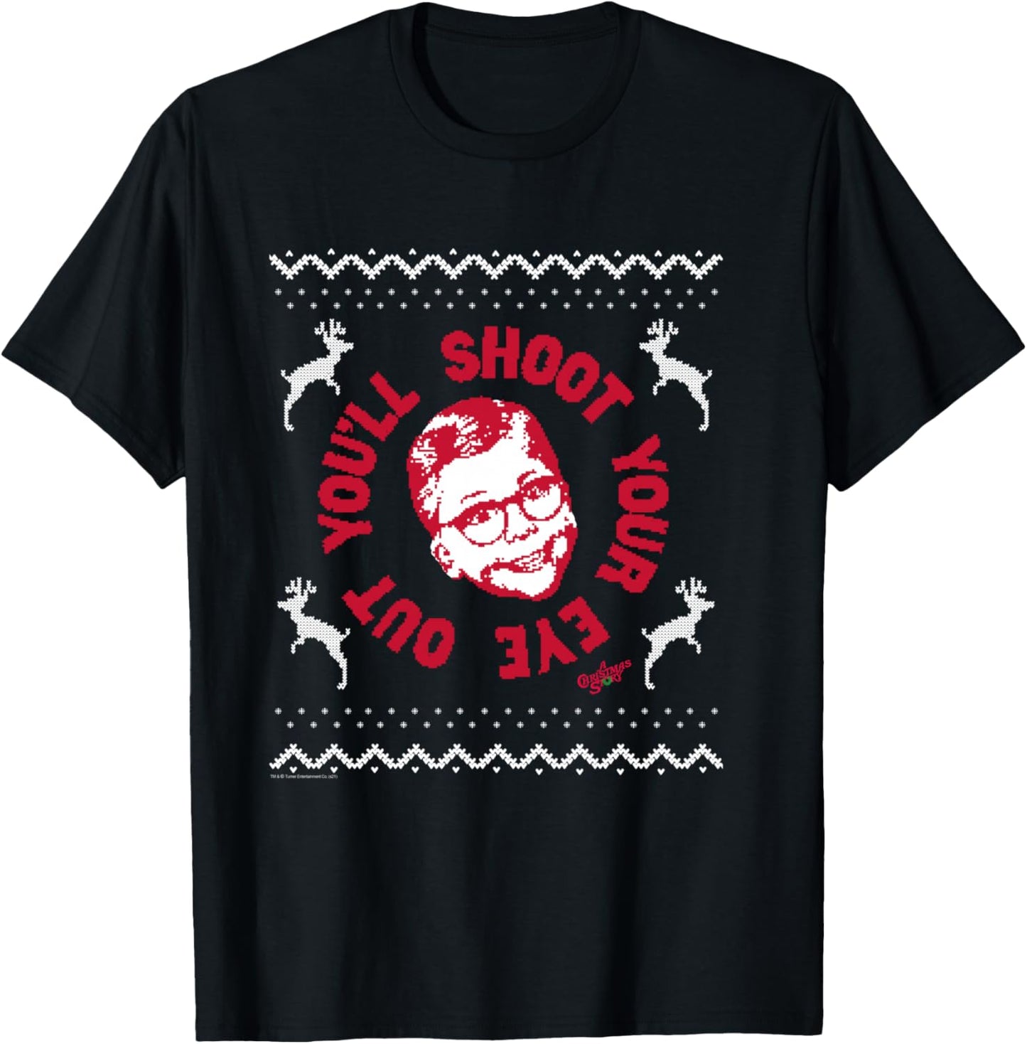 A Christmas Story Sweater Print You'll Shoot Your Eye Out T-Shirt - T-Shirt | Black