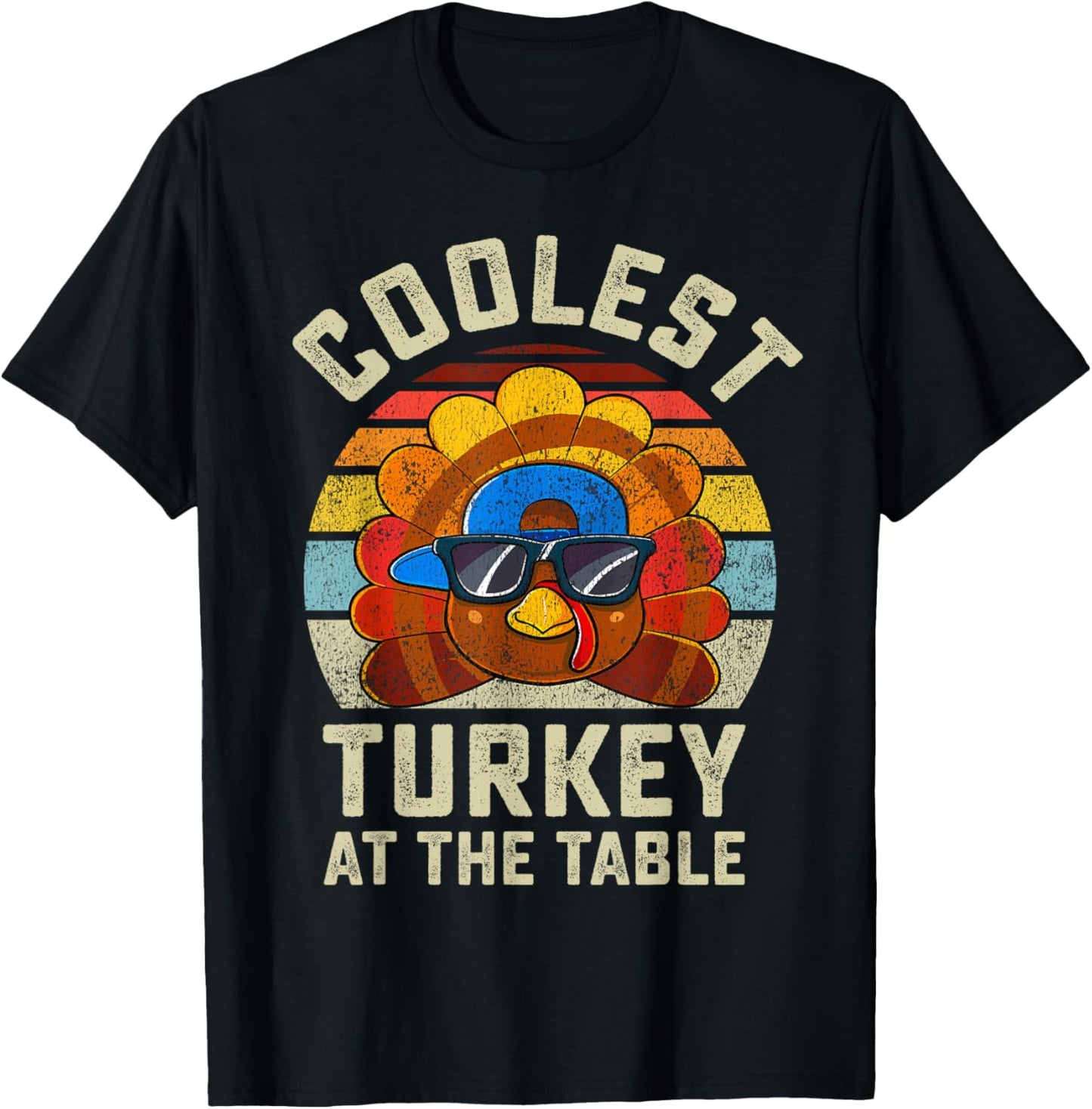 Funny Thanksgiving Retro Style Coolest Turkey At The Table T-Shirt - T-Shirt | Black
