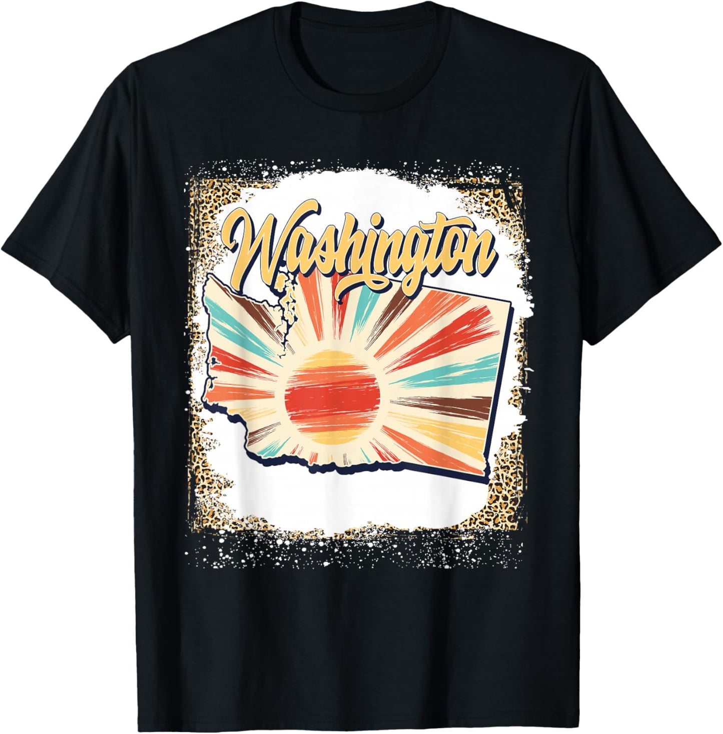 Vintage USA Washington State Map Flag Souvenir Men Women Kid T-Shirt - T-Shirt | Black