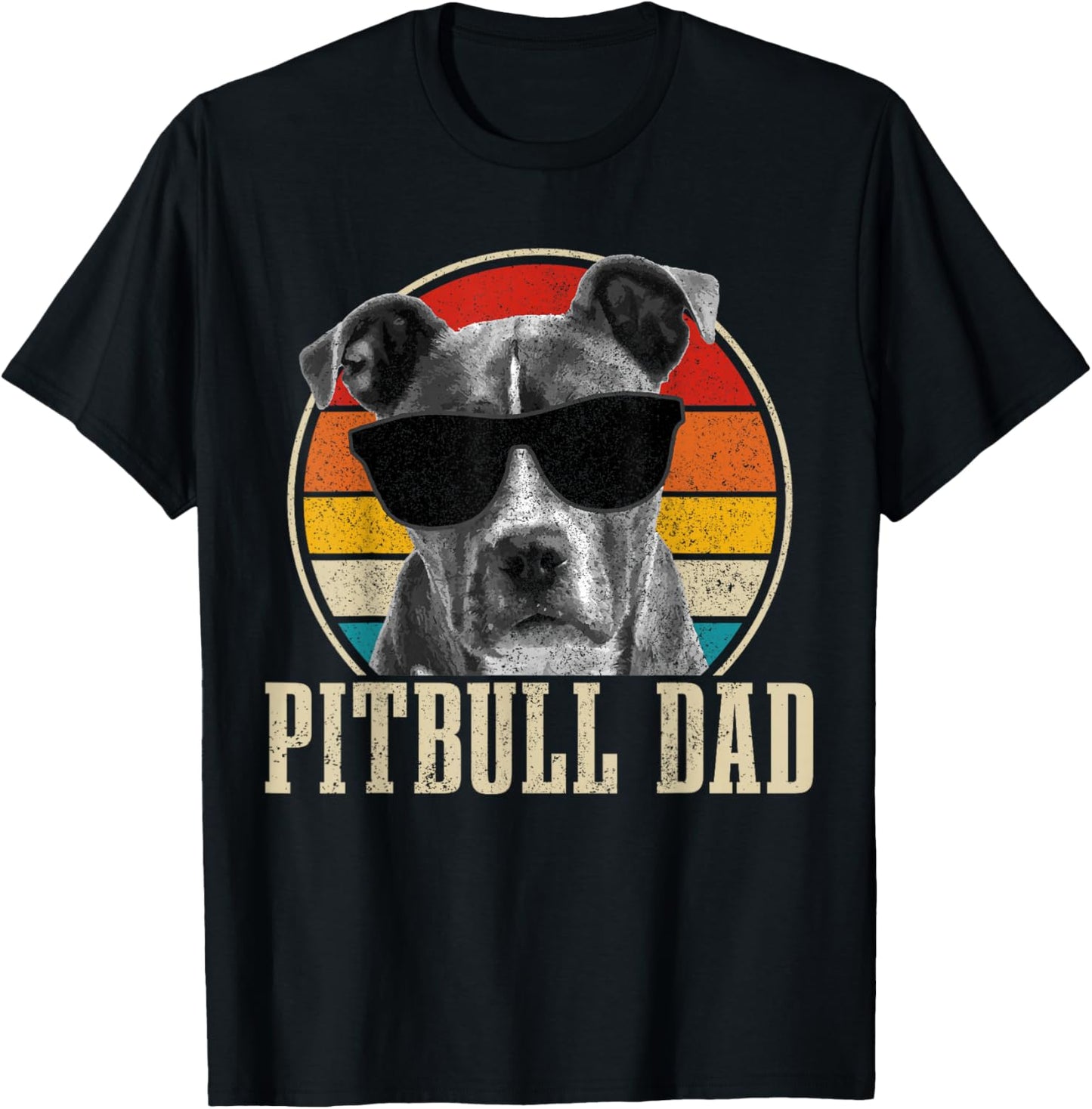Pitbull Dad Vintage Sunglasses Funny Dog Owner T-Shirt - T-Shirt | Black