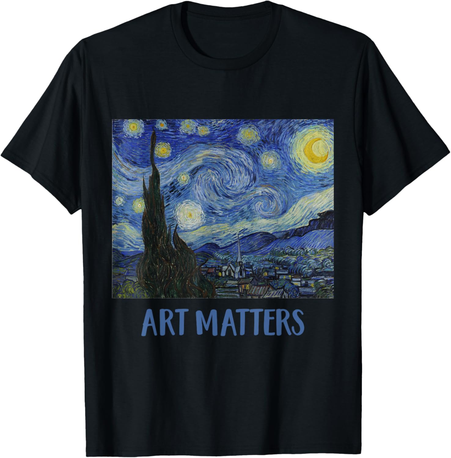 Starry Night by Vincent van Gogh Art Matters T-Shirt - T-Shirt | Black