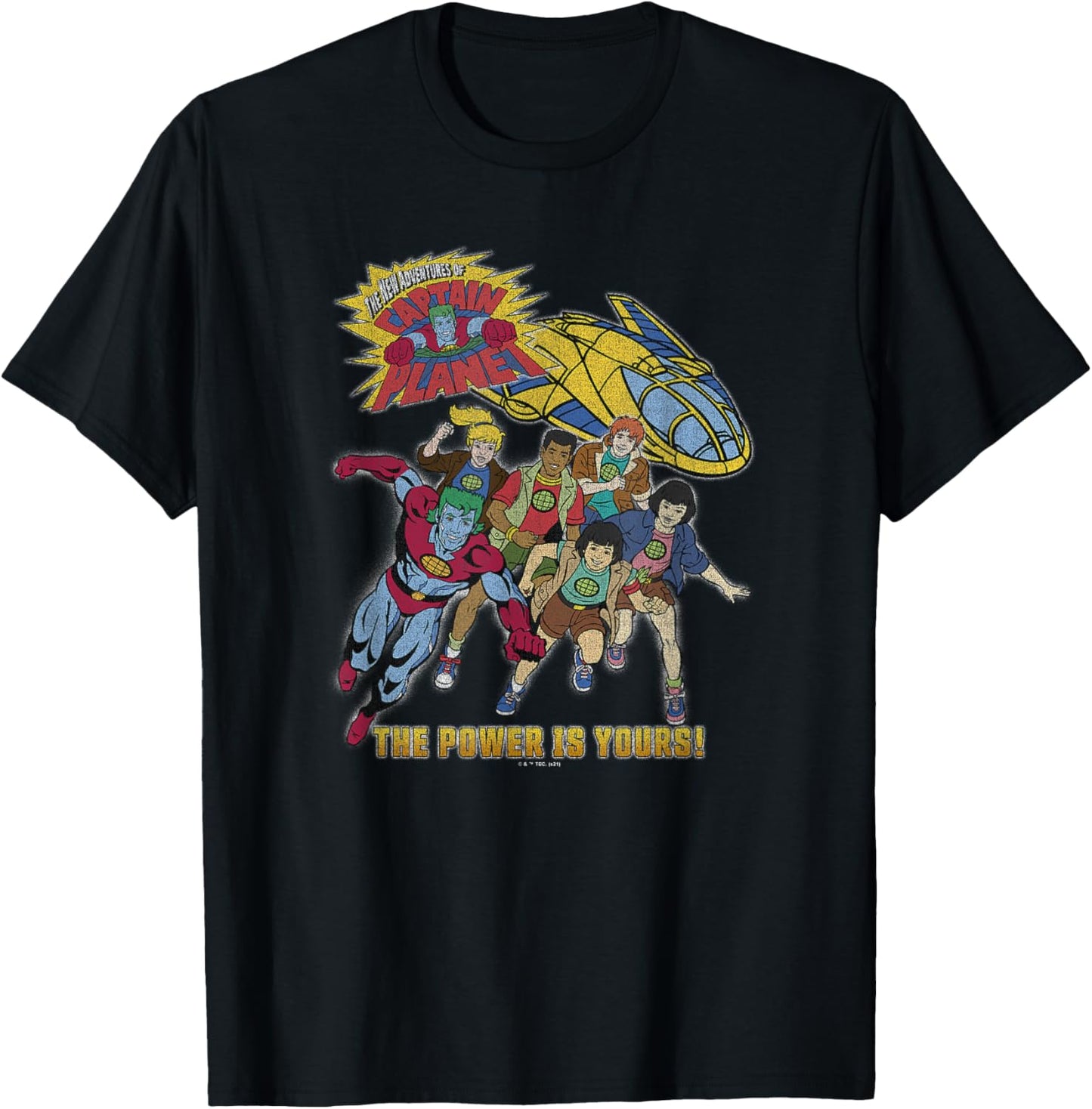 Captain Planet The Power is Yours Poster T-Shirt - T-Shirt | Black